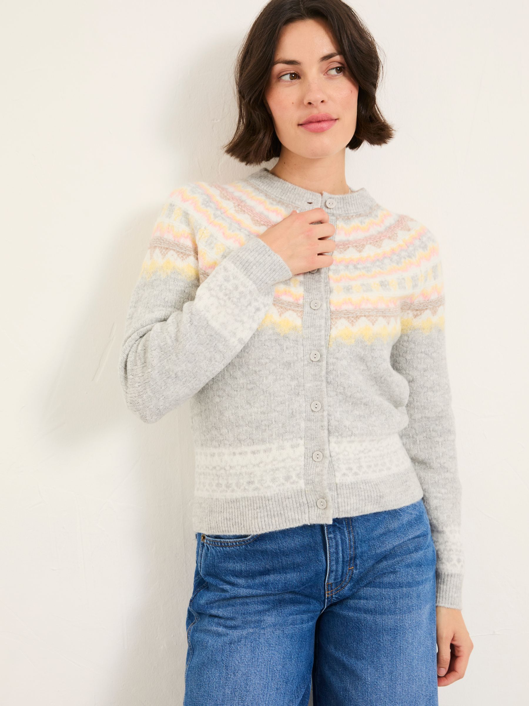 Buy FatFace Frost Grey Fairisle Knitted Cardigan from Next USA