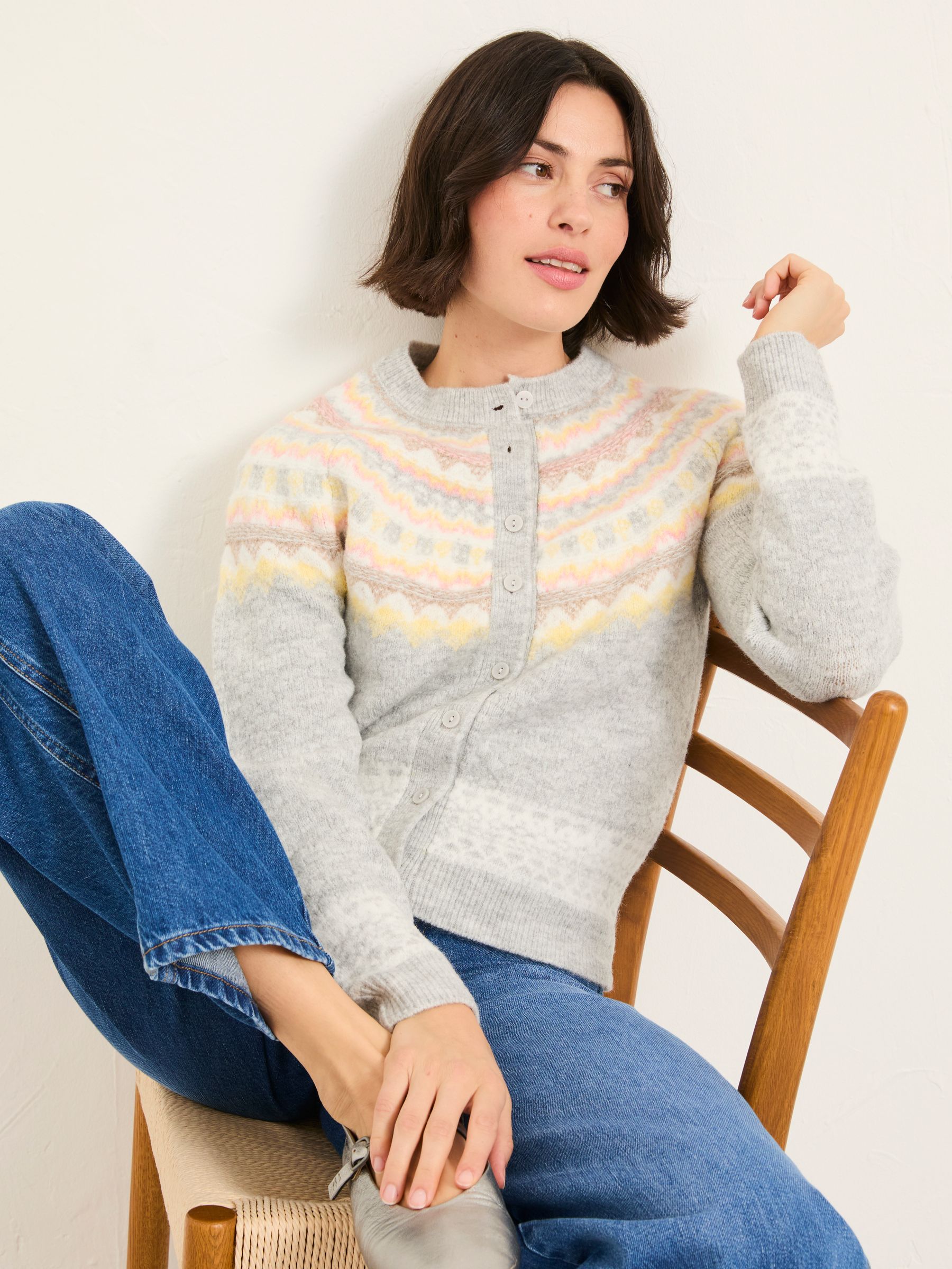 Buy FatFace Frost Grey Fairisle Knitted Cardigan from Next USA