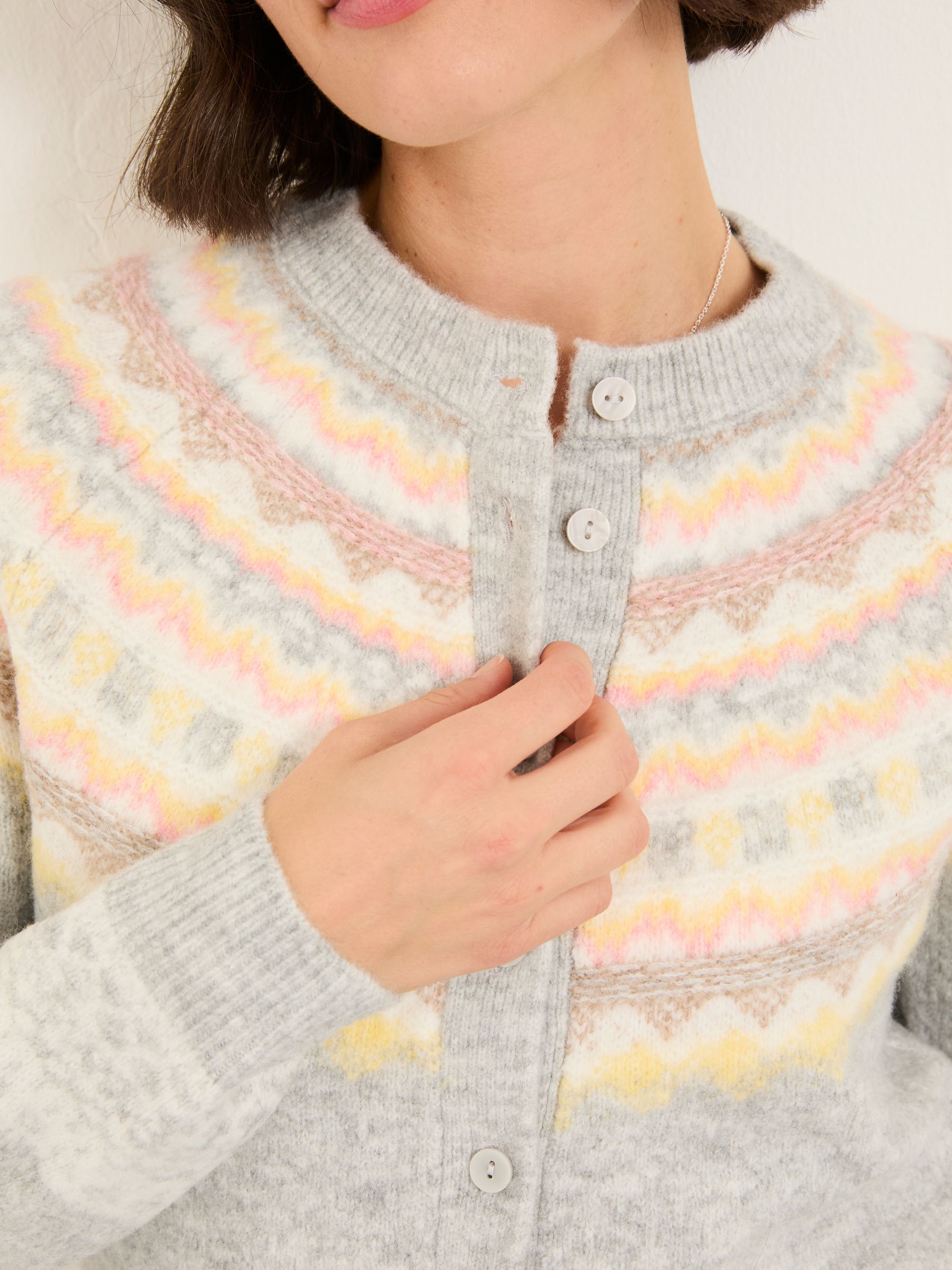 Buy FatFace Frost Grey Fairisle Knitted Cardigan from the Next UK