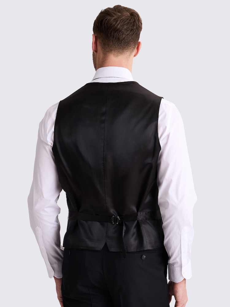 MOSS Black Tailored Fit Stretch Waistcoat - Image 2 of 3