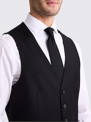 MOSS Black Tailored Fit Stretch Waistcoat - Image 3 of 3