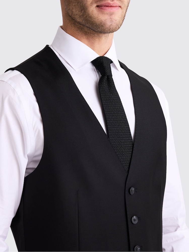 MOSS Black Tailored Fit Stretch Waistcoat - Image 3 of 3