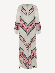 Devotion Twins Cream Beloved Chevron Kaftan 100% Cotton Maxi Dress - Image 4 of 5