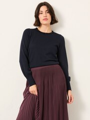 Mornarica - FatFace Embellished Knitted Top - Slika 3 iz 5