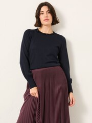 Mornarica - FatFace Embellished Knitted Top - Slika 4 iz 5