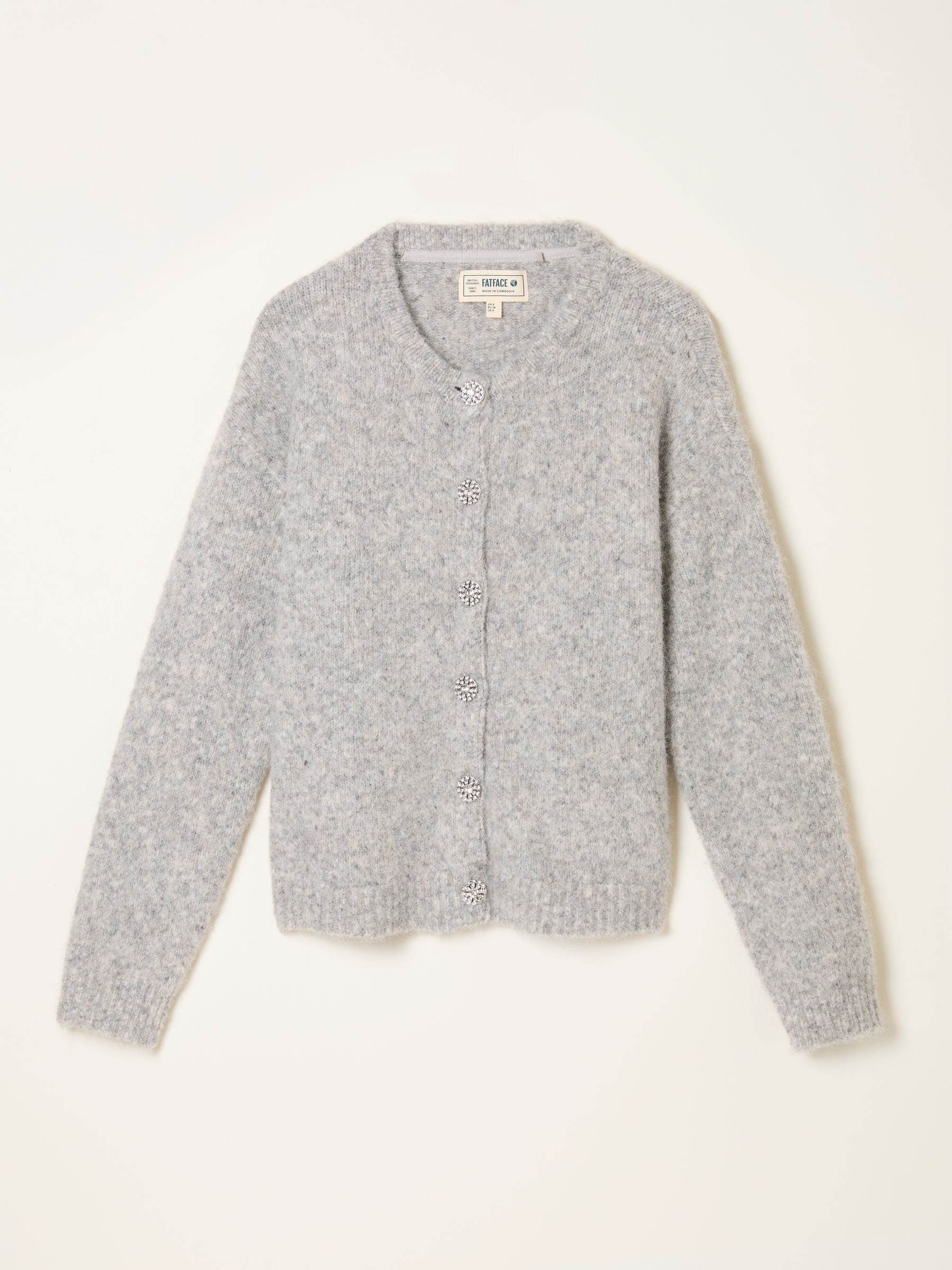 Buy FatFace Bodhi Grey Fluffy Knitted Cardigan from the Next UK