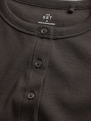 The Set Black/White/Chocolate Brown 3 Pack Button Through Ribbed Vests - Image 11 of 12