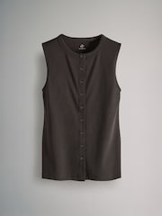 The Set Black/White/Chocolate Brown 3 Pack Button Through Ribbed Vests - Image 9 of 12