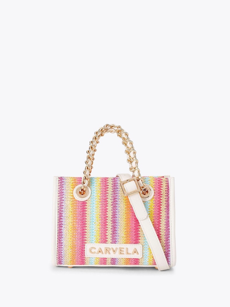 Carvela Pink Leila Raffia Mini Tote Bag - Image 1 of 4