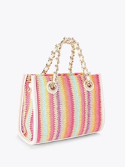 Carvela Pink Leila Raffia Mini Tote Bag - Image 3 of 4