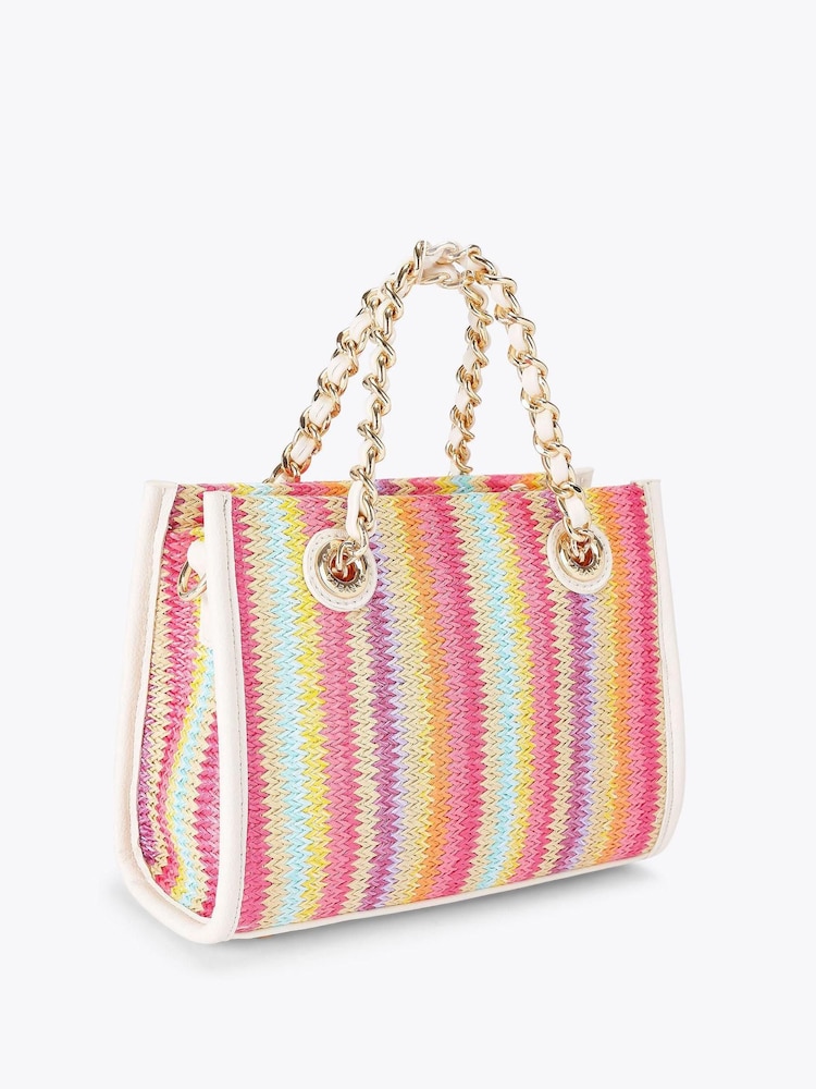 Carvela Pink Leila Raffia Mini Tote Bag - Image 3 of 4