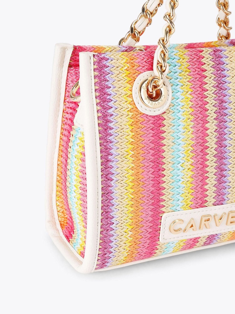 Carvela Pink Leila Raffia Mini Tote Bag - Image 4 of 4