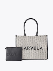 Negro - Carvela Cream Sorrento Chuck In 100% Cotton Tote Bag - Imagen 1 de 4
