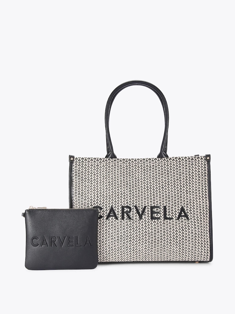 Negro - Carvela Cream Sorrento Chuck In 100% Cotton Tote Bag - Imagen 1 de 4