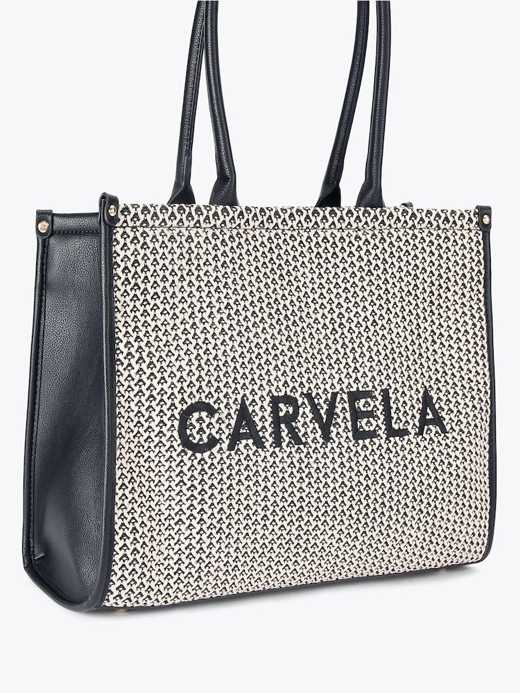 Negro - Carvela Cream Sorrento Chuck In 100% Cotton Tote Bag - Imagen 2 de 4