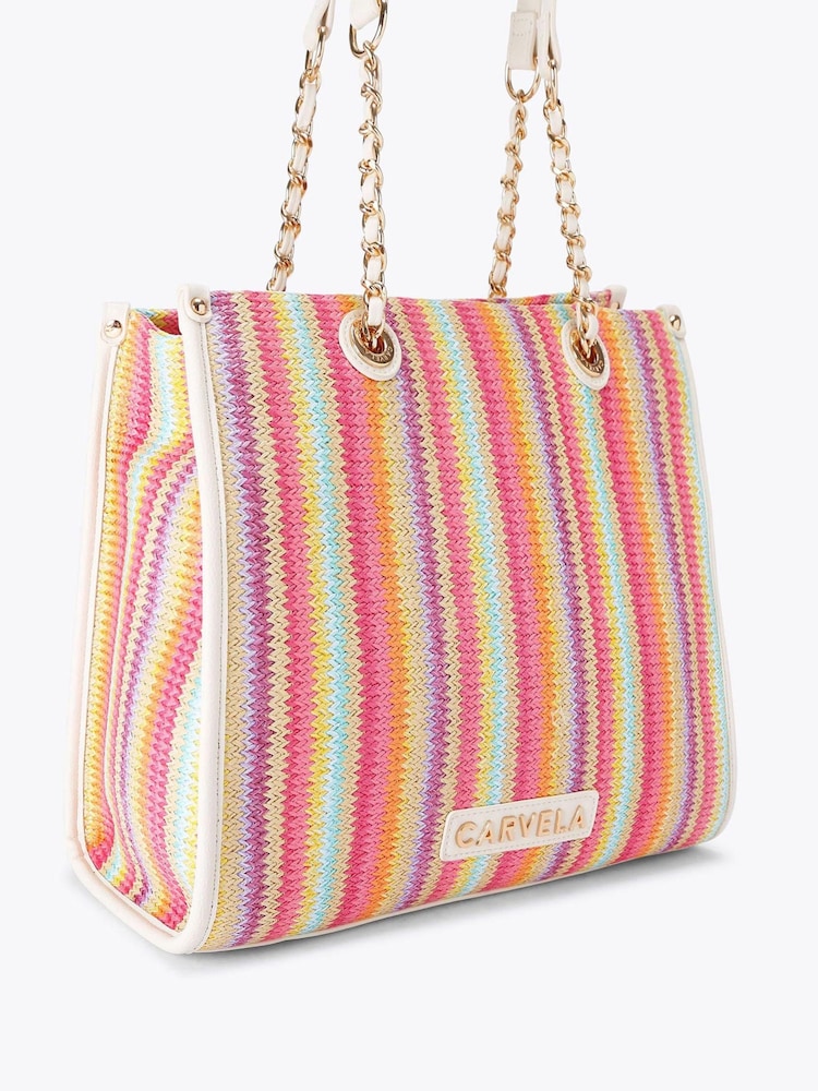 Carvela Pink Leila Raffia Tote Bag - Image 2 of 4