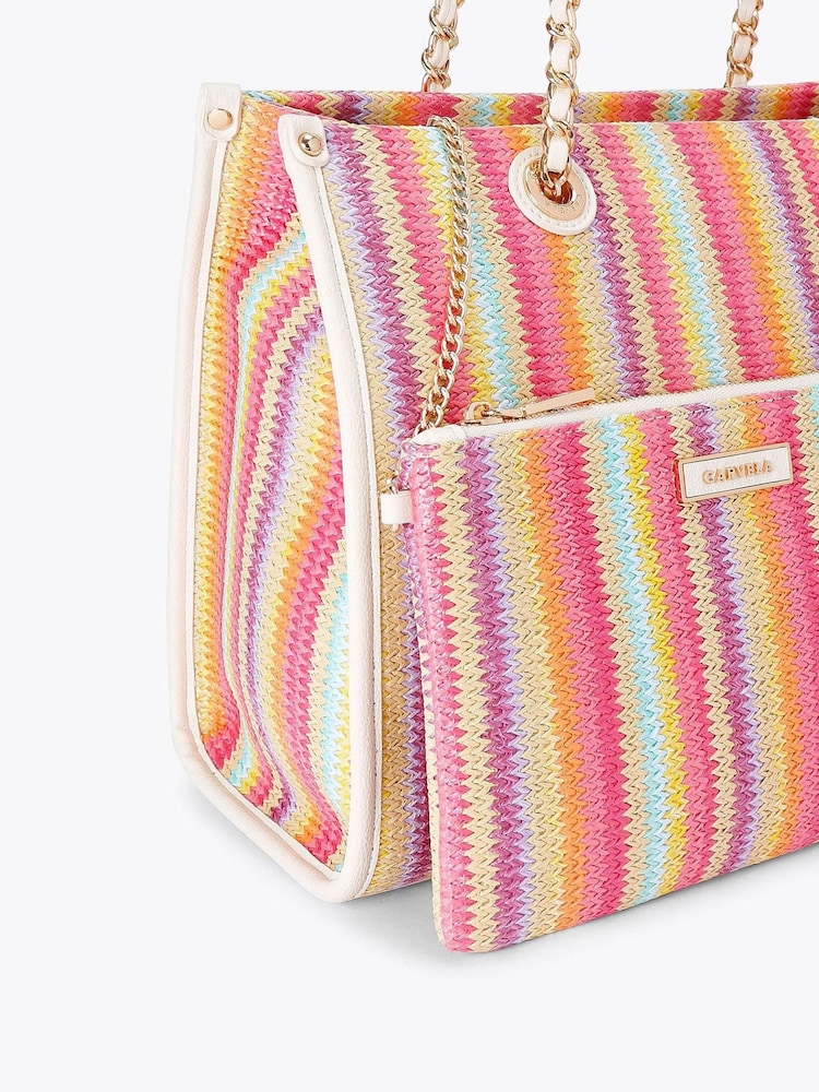 Carvela Pink Leila Raffia Tote Bag - Image 4 of 4