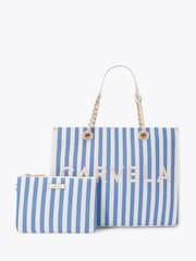 Blauw - Carvela Sorrento Stripe Nude Shopper Bag - Image 3 of 7