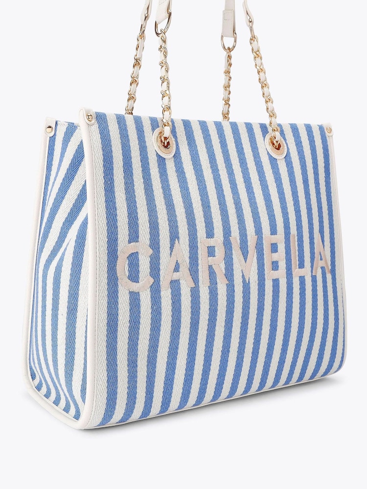 Blauw - Carvela Sorrento Stripe Nude Shopper Bag - Image 4 of 7