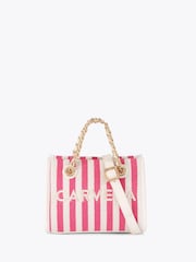 Carvela Pink Sorrento Micro Stripe 100% Cotton Bag - Image 3 of 6