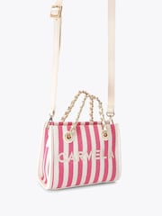 Carvela Pink Sorrento Micro Stripe 100% Cotton Bag - Image 4 of 6