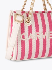 Carvela Pink Sorrento Micro Stripe 100% Cotton Bag - Image 6 of 6