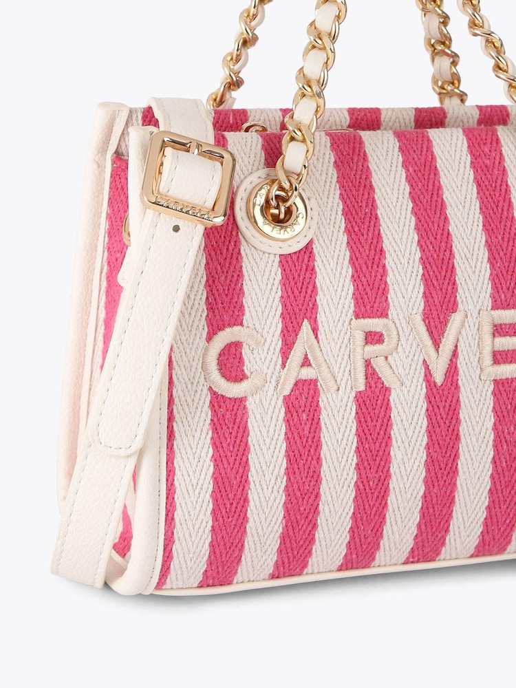 Carvela Pink Sorrento Micro Stripe 100% Cotton Bag - Image 6 of 6