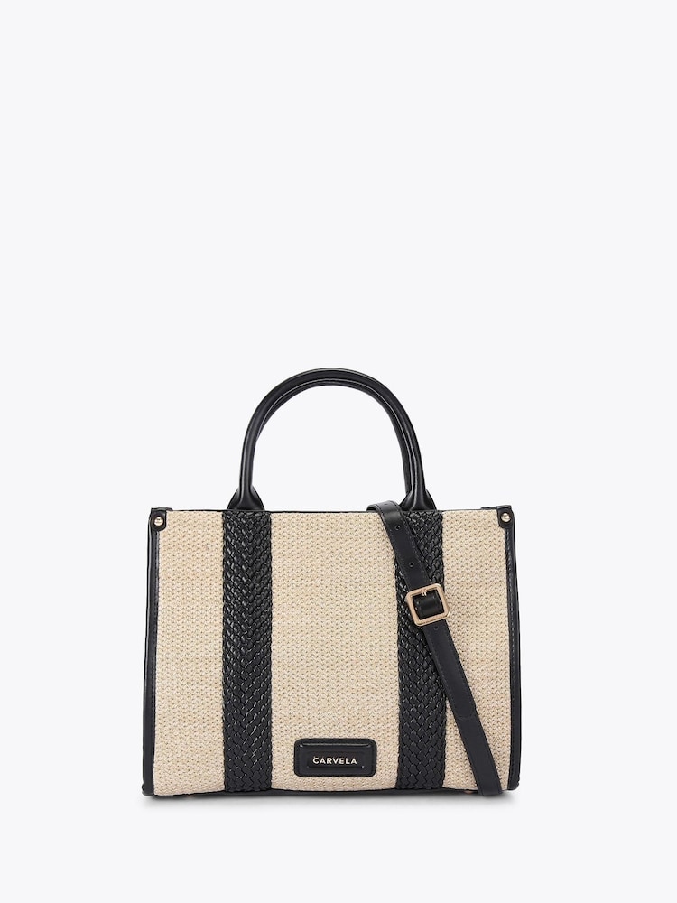 Carvela Twisted Raffia Midi Black Bag - Image 1 of 4
