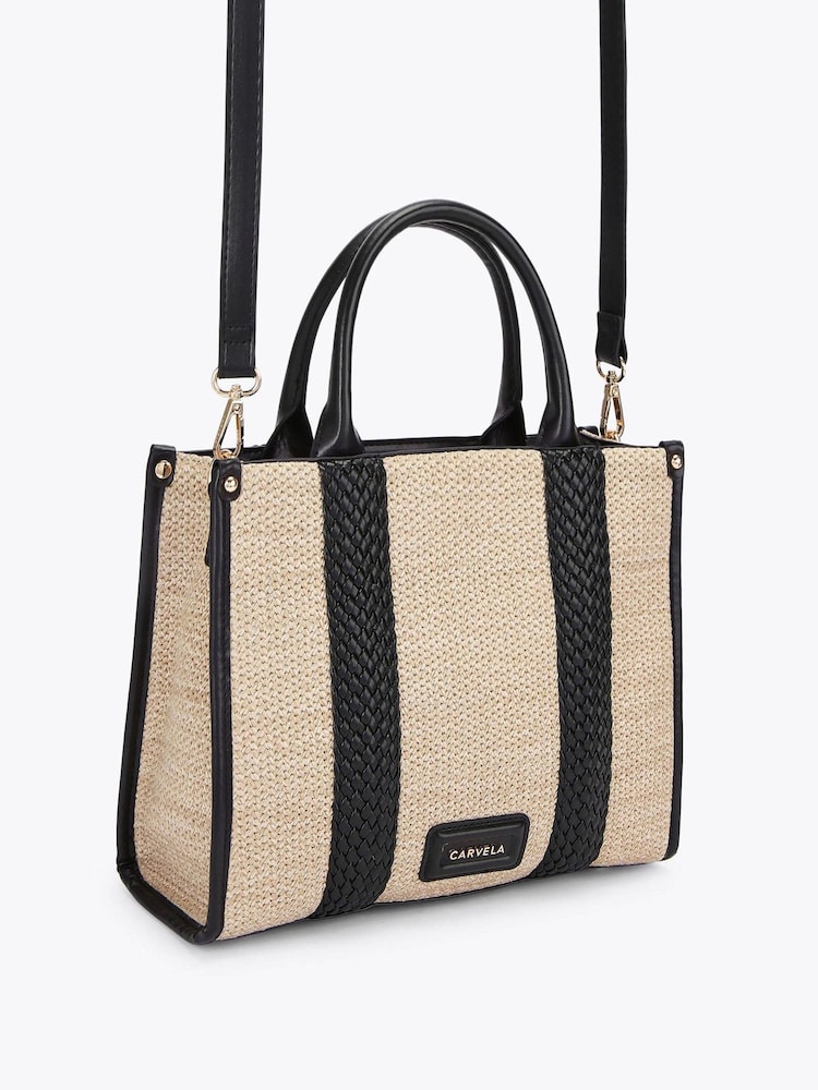 Carvela Twisted Raffia Midi Black Bag - Image 2 of 4