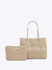 Carvela Cream Sorrento Midi Raffia Bag - Image 1 of 4