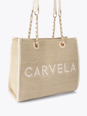 Carvela Cream Sorrento Midi Raffia Bag - Image 2 of 4