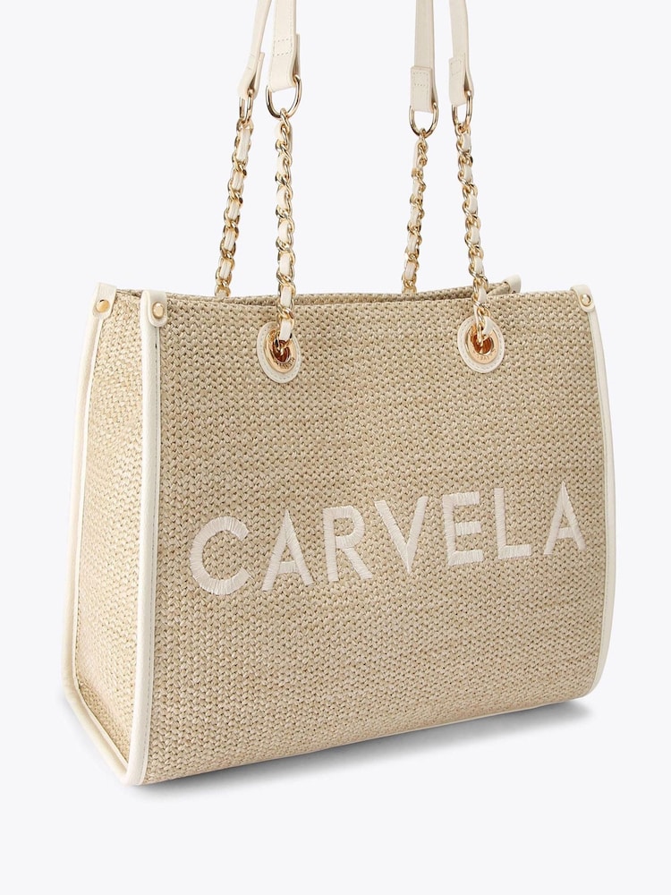 Carvela Cream Sorrento Midi Raffia Bag - Image 2 of 4