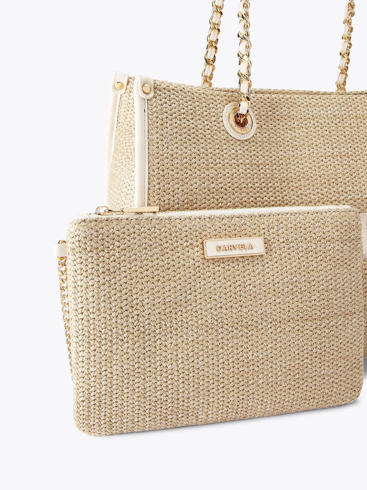 Carvela Cream Sorrento Midi Raffia Bag - Image 4 of 4