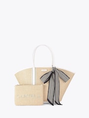 Creme - Bolsa Carvela Sorrento Cesta de Palha Preta - Imagem 1 de 4