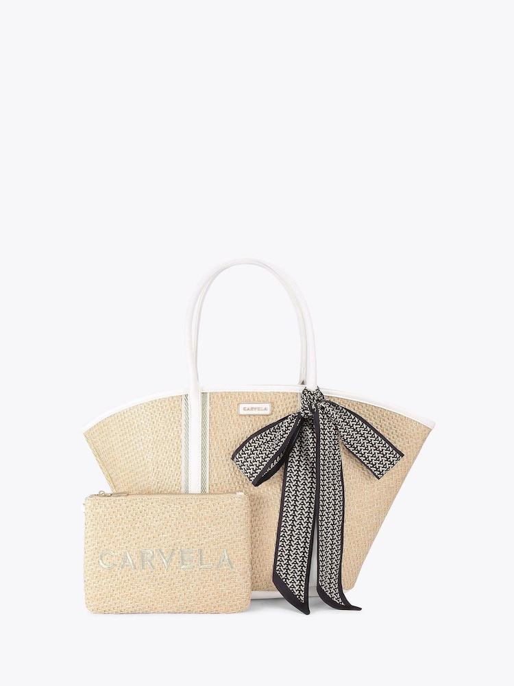 Creme - Bolsa Carvela Sorrento Cesta de Palha Preta - Imagem 1 de 4