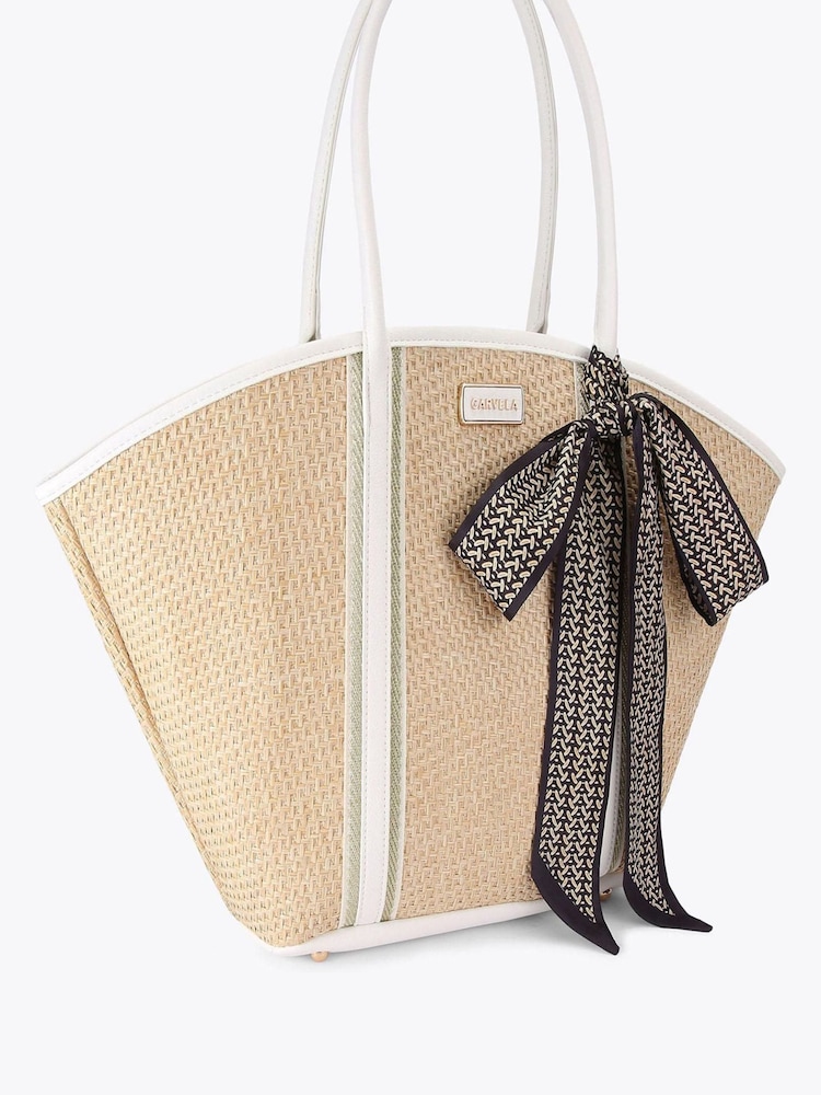 Creme - Bolsa Carvela Sorrento Cesta de Palha Preta - Imagem 2 de 4