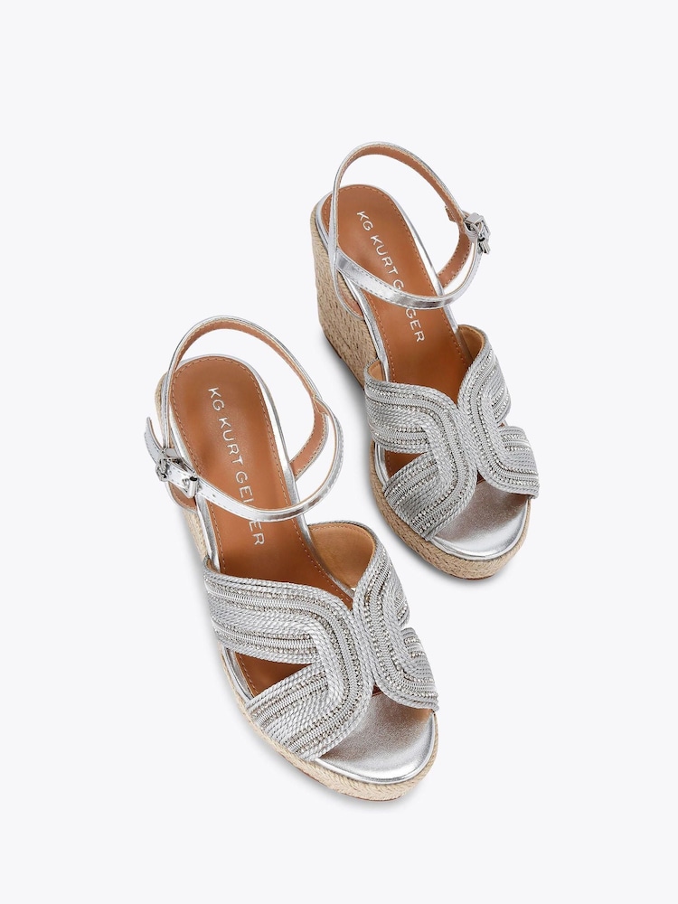 KG Kurt Geiger Silver Pose Wedge Sandals - Image 2 of 4