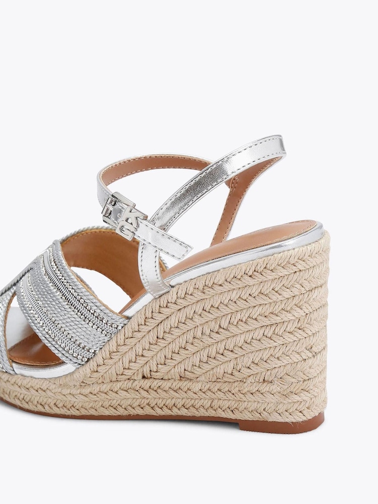 KG Kurt Geiger Silver Pose Wedge Sandals - Image 4 of 4
