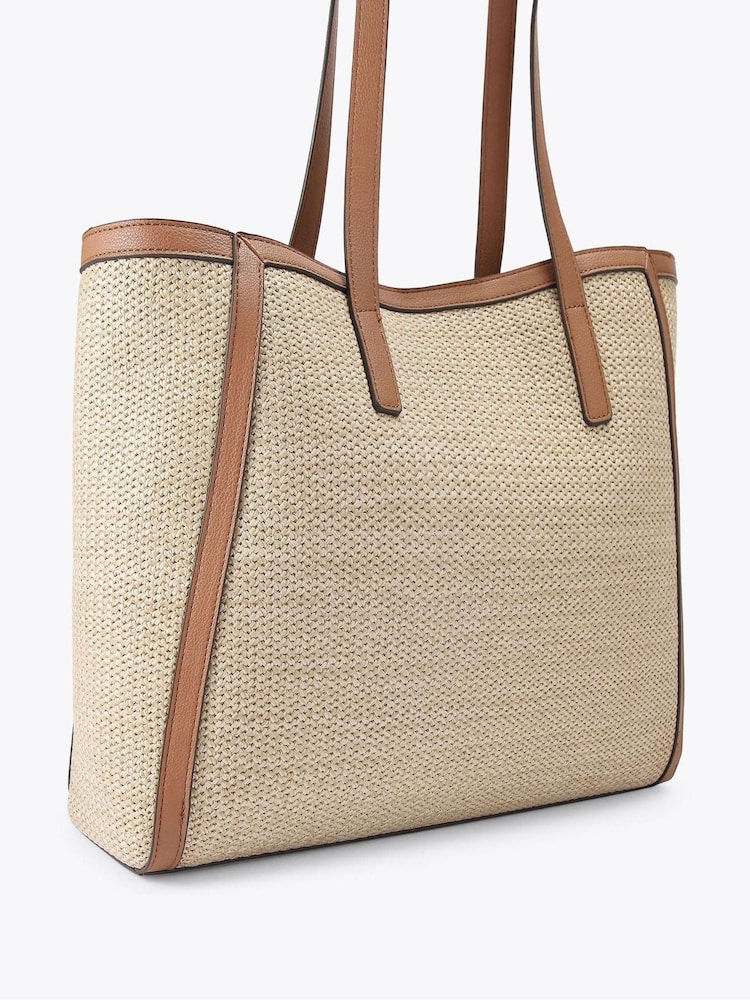 Carvela Tan Raffia Tassel Winged Tote Bag - Image 2 of 4