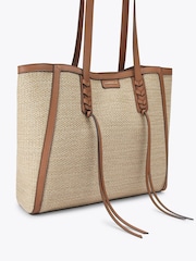 Carvela Tan Raffia Tassel Winged Tote Bag - Image 4 of 4