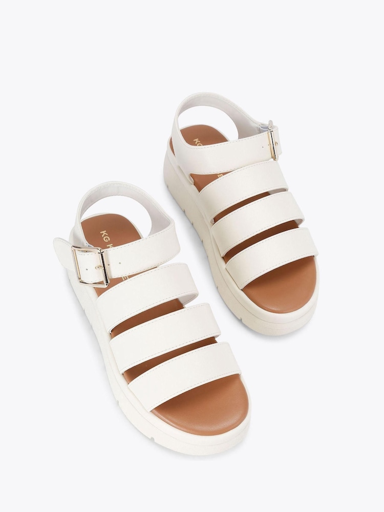 KG Kurt Geiger Cream Daisy Cage Sandals - Image 1 of 4 KG Kurt Geiger Cream Daisy Cage Sandals - Image 1 of 4
