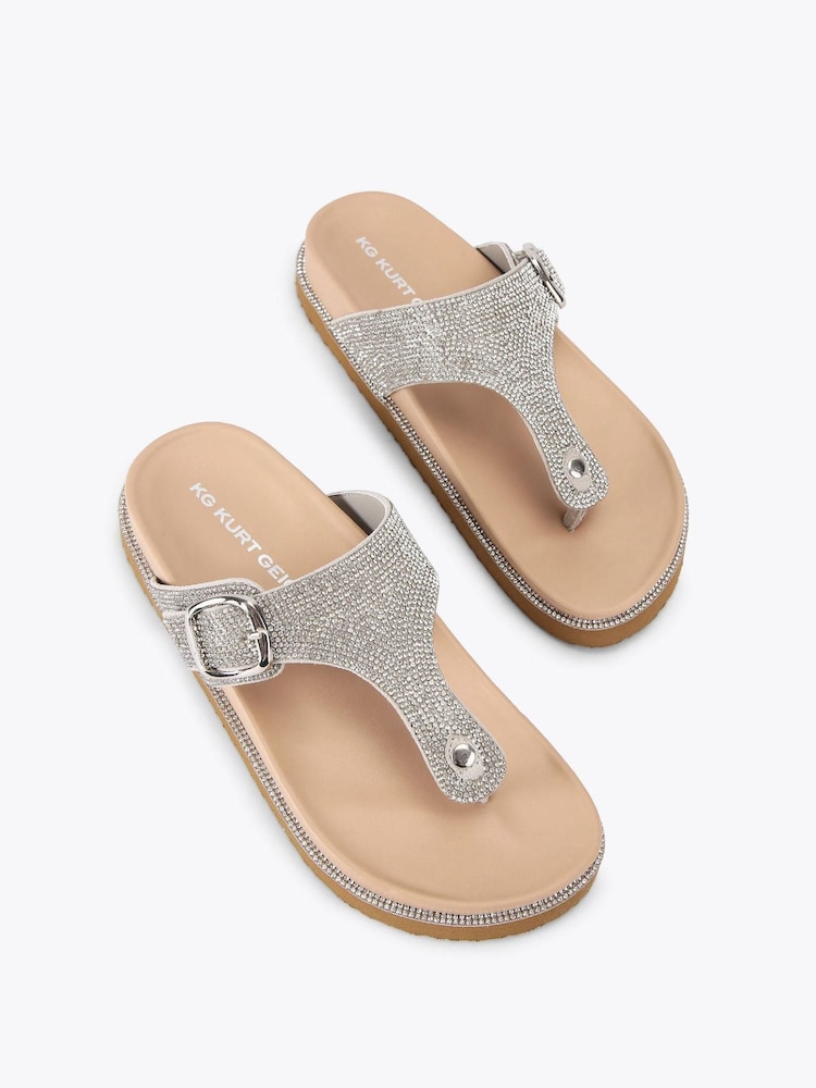 KG Kurt Geiger Silver Chrome Roe Sandals - Imagen 2 de 4