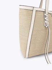 Carvela White Raffia Tassel Winged Tote Bag - Image 3 of 4