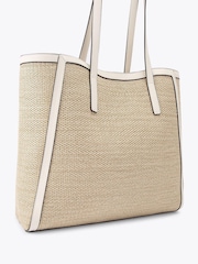 Carvela White Raffia Tassel Winged Tote Bag - Image 4 of 4