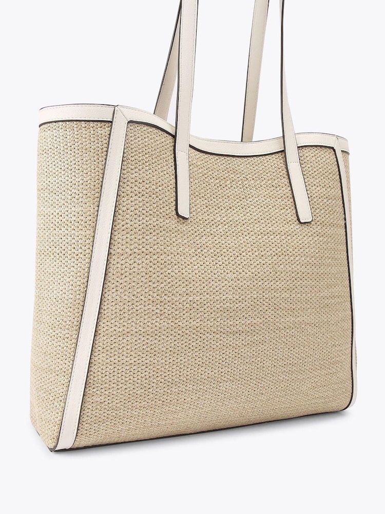 Carvela White Raffia Tassel Winged Tote Bag - Image 4 of 4