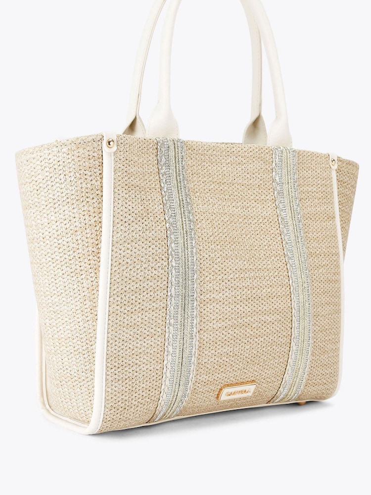 Carvela Cream Fascino Raffia Tote Bag - Image 2 of 4