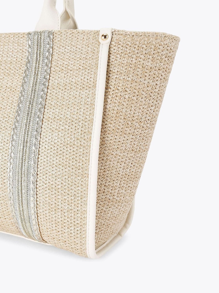 Carvela Cream Fascino Raffia Tote Bag - Image 4 of 4