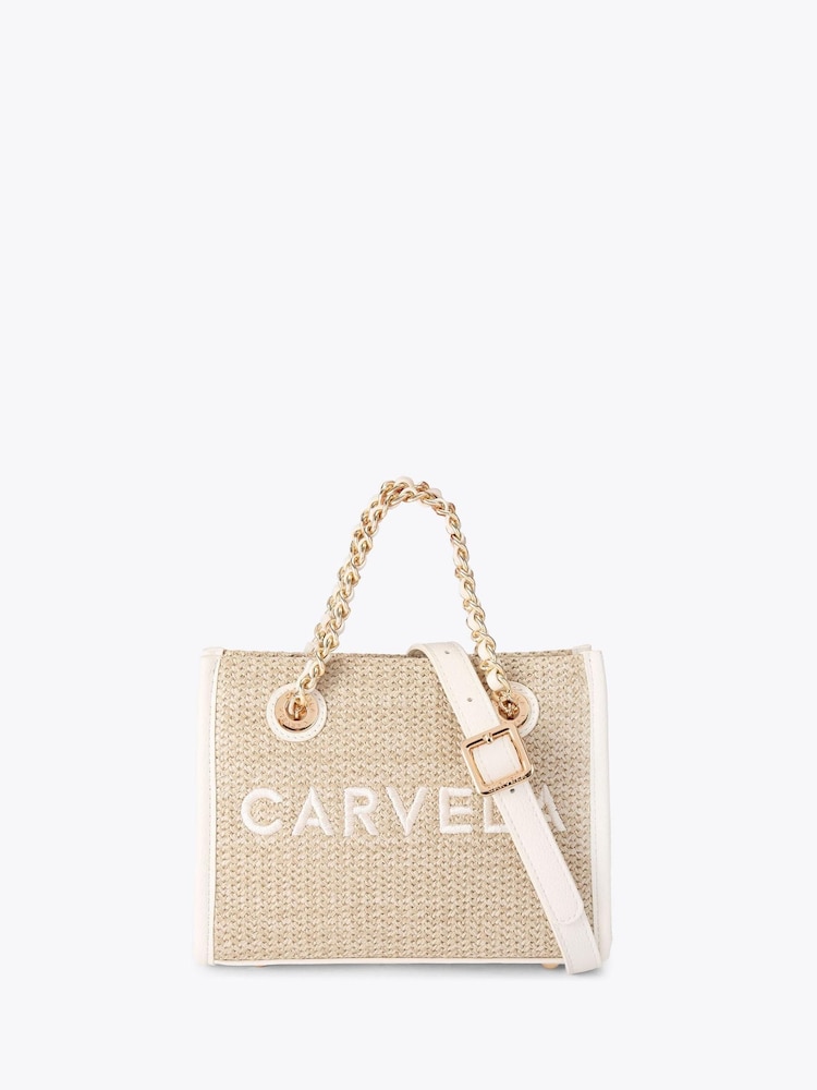 Carvela Cream Sorrento Mirco Raffia Bag - Image 1 of 4