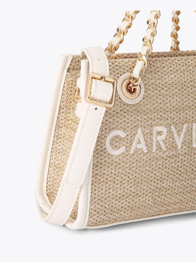 Carvela Cream Sorrento Mirco Raffia Bag - Image 4 of 4
