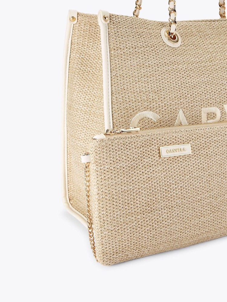 Carvela Cream Sorrento Raffia Tote Bag - Image 4 of 4